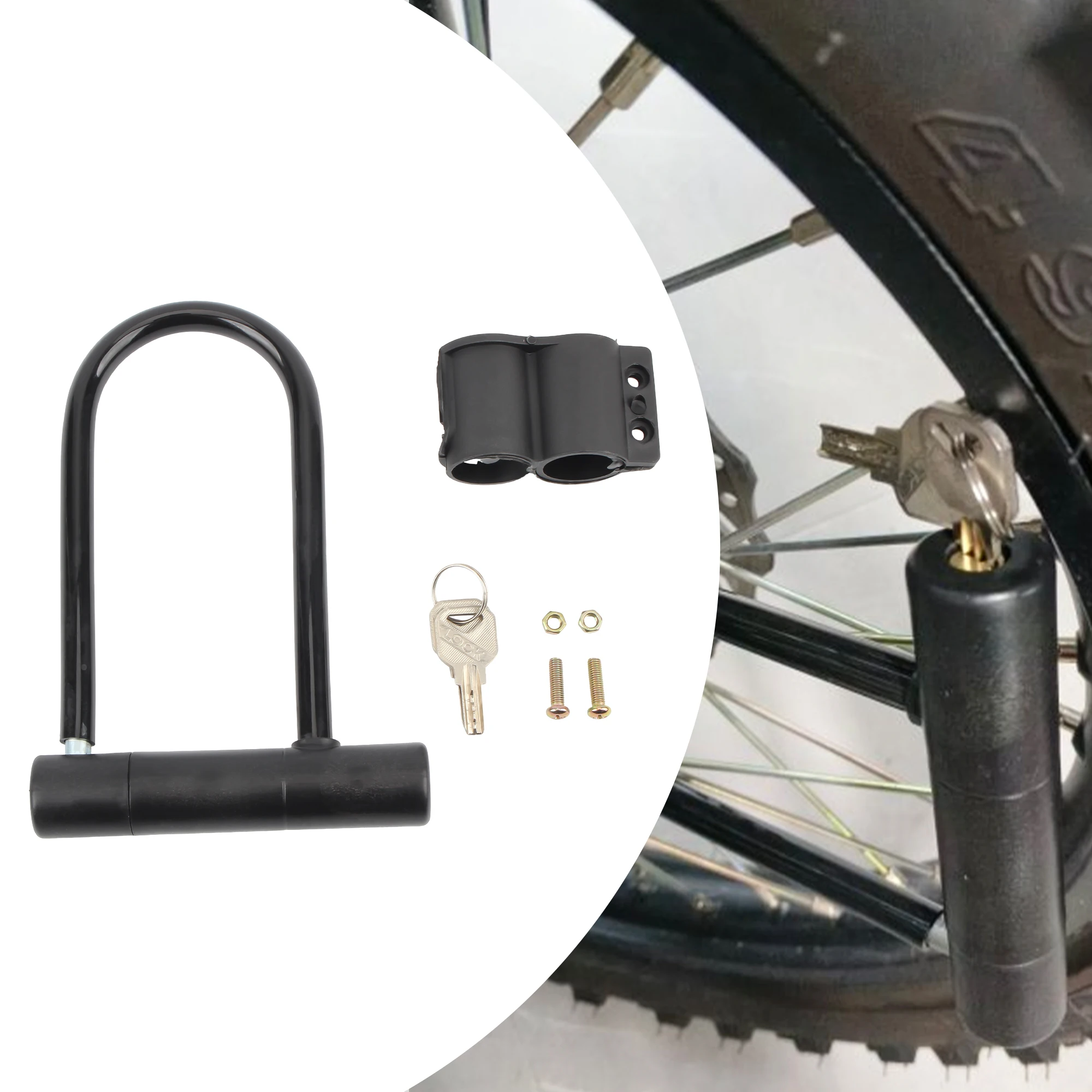 Candado antirrobo para moto con llave y soporte de montaje - imagen 4