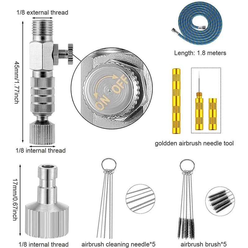 Kit adaptadores para aerógrafo con conexión rápida y limpieza - imagen 4