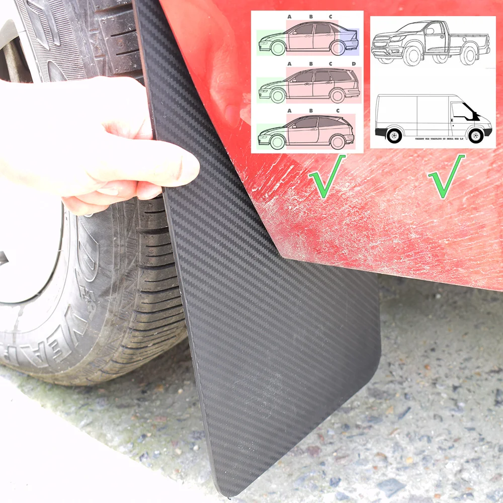 Juego de 4 Uds de guardabarros delanteros y traseros, protectores contra salpicaduras universales, guardabarros con efecto de fibra de carbono, accesorios para camioneta SUV - imagen 5