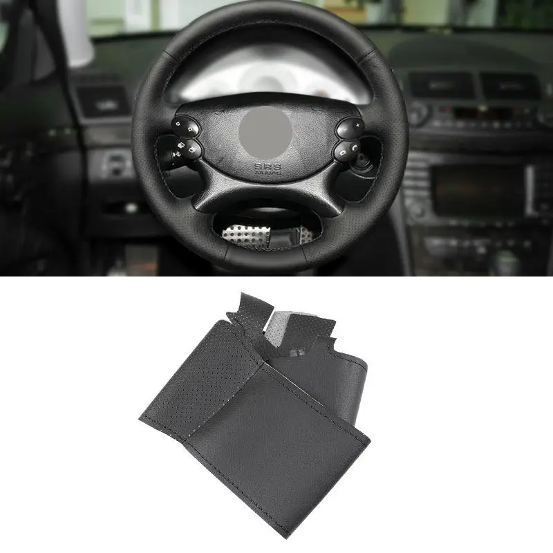 Cubierta de volante de cuero negro a mano – Mercedes Clase E/CLK/CLS