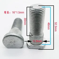 Perno estriado cubo rueda M16x1,5 52,3mm – Grado 10,9 alta resistencia