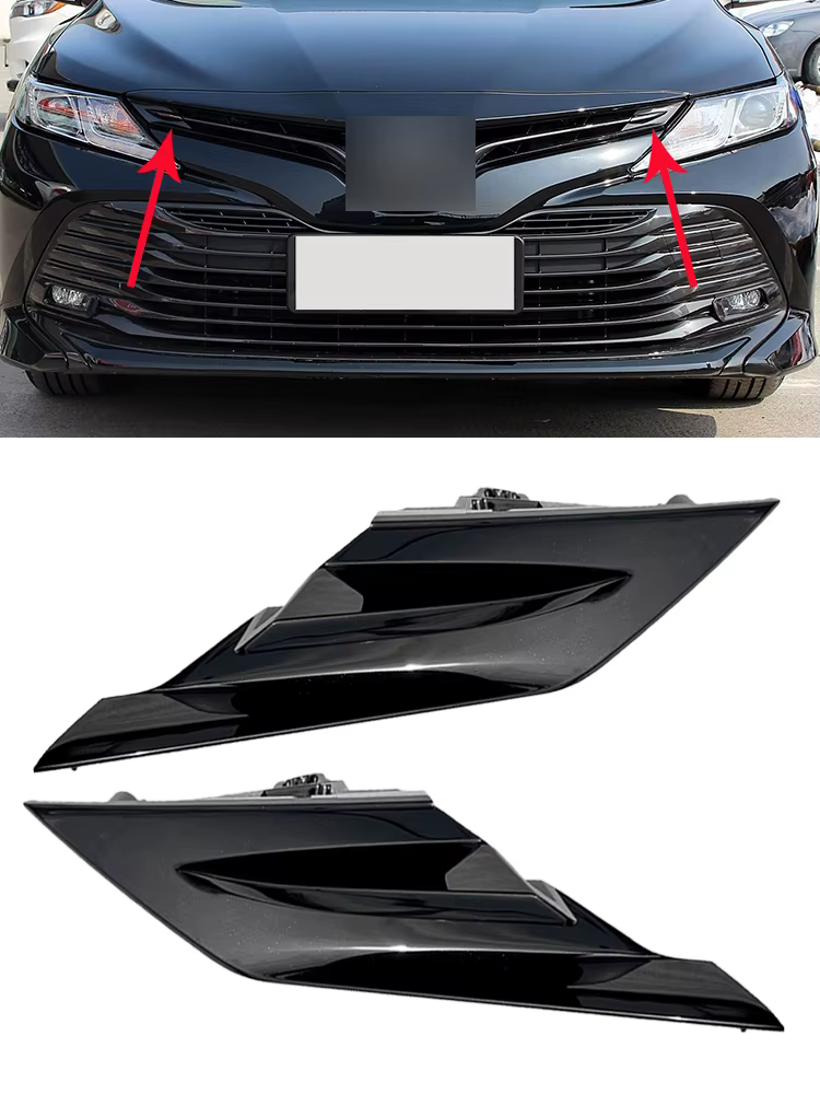 Para Toyota Camry 2018 2019 2020 coche negro brillante faro delantero rejilla lateral moldura cubierta embellecedora