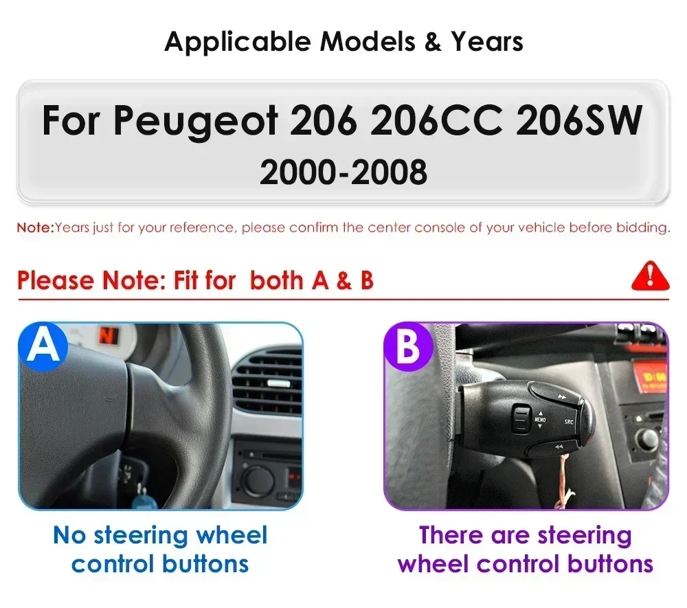 Autoradio Android 2DIN GPS para Peugeot 206 CC/SW 2000-2008 - imagen 2