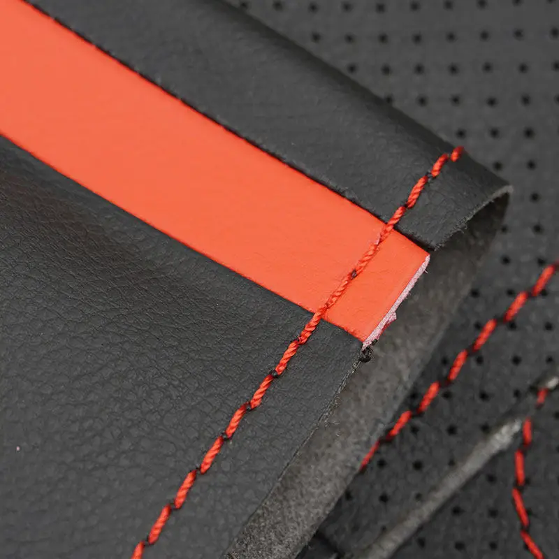 Línea negra-roja con tira roja cubierta de cuero para volante de coche para Lexus RX330 RX400h RX400 2004-2007 Toyota Corolla Verso Camry - imagen 3