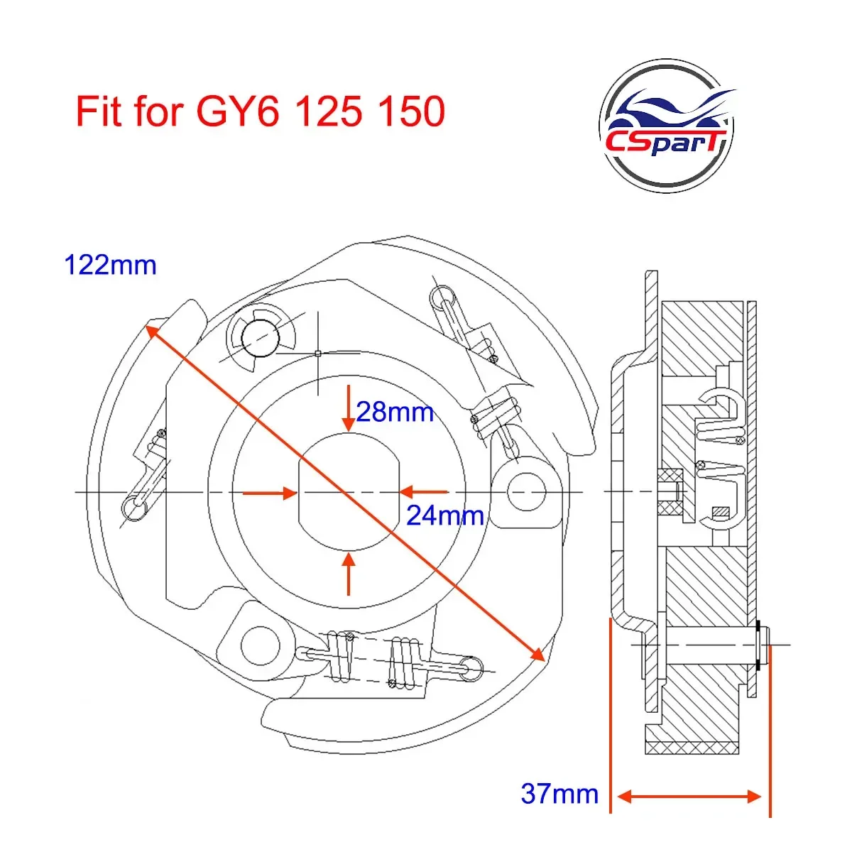 Zapata embrague de competición GY6 ATV Buggy Scooter 125CC 150CC - imagen 4