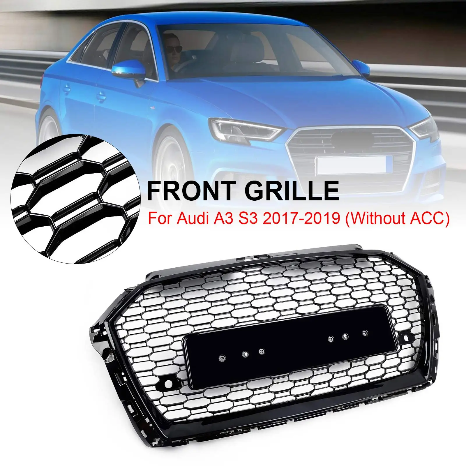 Rejilla frontal RS3 Sport negra para Audi A3 8V (2017-2019) OEM