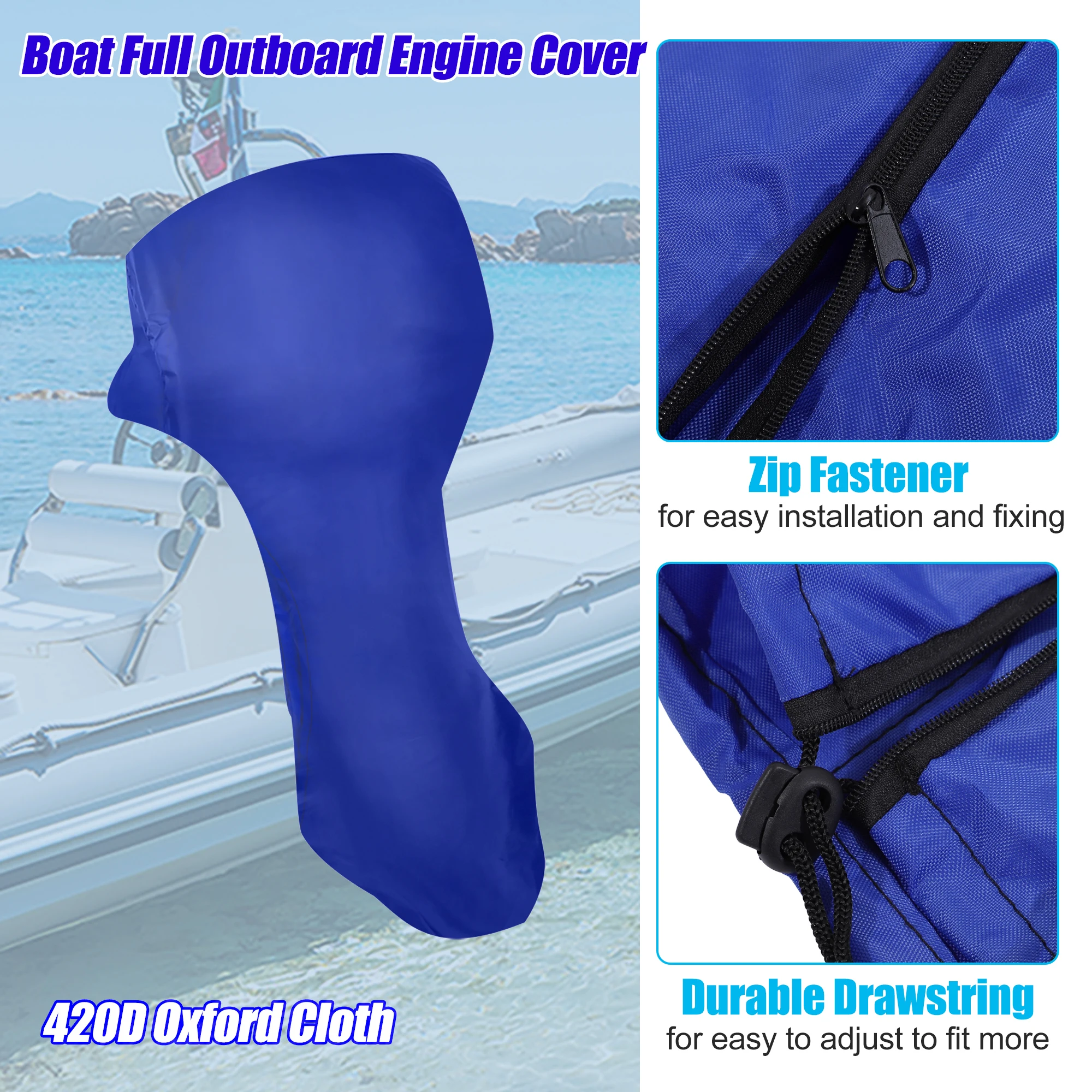 X Autohaux-cubierta de Motor de barco de tela Oxford 420D, cubierta de Motor fueraborda completa, cubiertas de Motor de alta resistencia, Protector compatible con 175-225HP