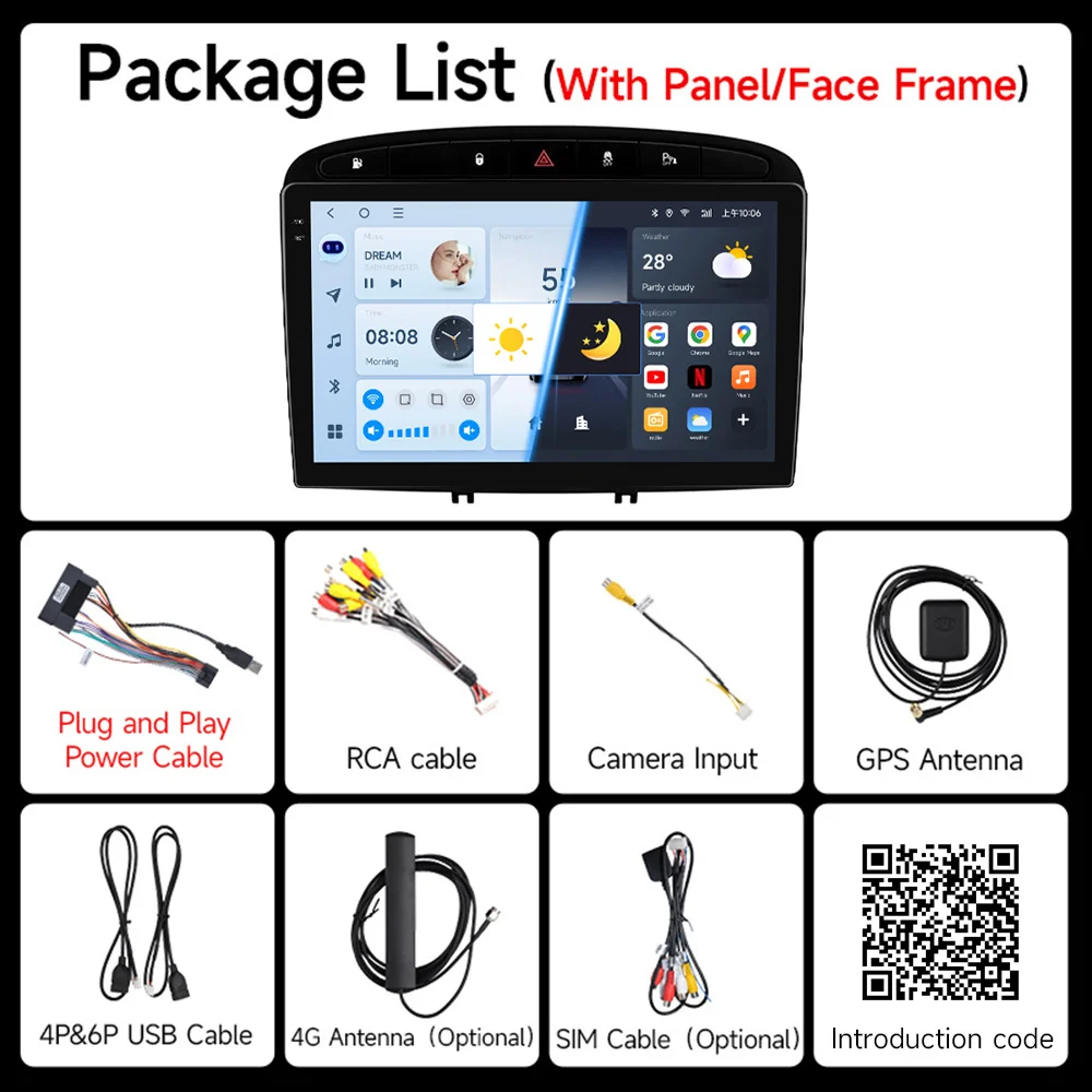 JIUYIN inalámbrico CarPlay Andorid 13 Auto Radio de coche para Peugeot 308 408 2007-2015 AI voz Multimedia GPS 2din radio - imagen 5