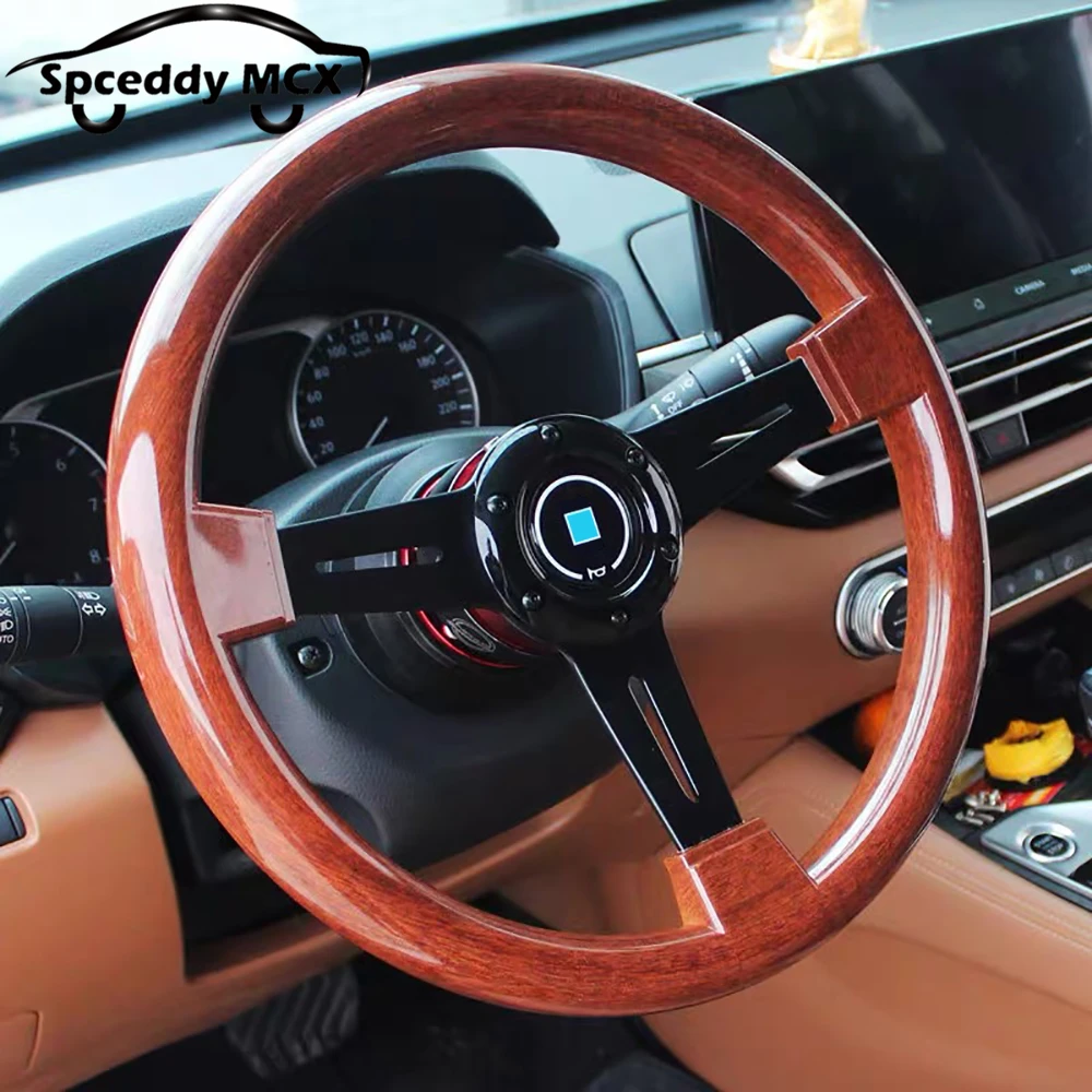 Volante clásico madera 350mm ABS – racing retro negro/plata - imagen 2
