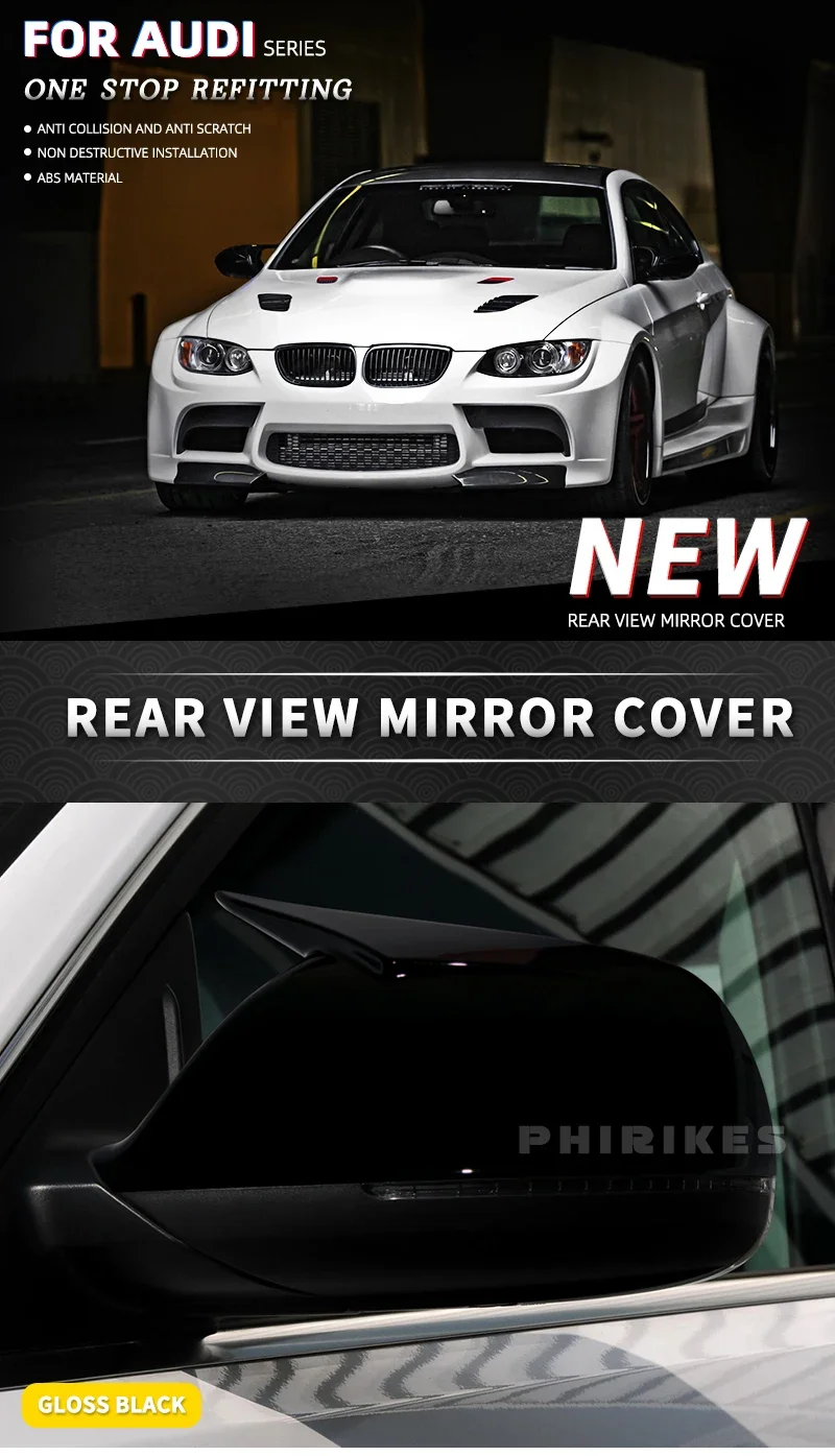 Carcasa de espejo retrovisor estilo fibra de carbono para Audi