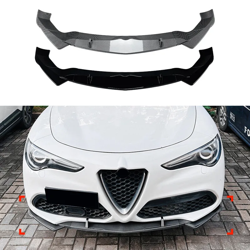 Splitter delantero fibra carbono negro brillo Alfa Stelvio 2017+ - imagen 2