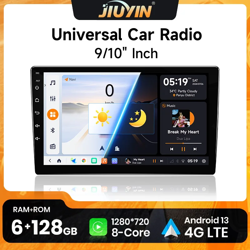 Radio coche 2 DIN JIUYIN universal Android Auto, CarPlay y GPS