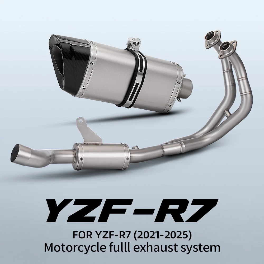 Para YZF R7 2021-2025 Escape motocicleta rendimiento sistema completo modificar tubo frontal inoxidable cubierta de carbono silenciador Escape