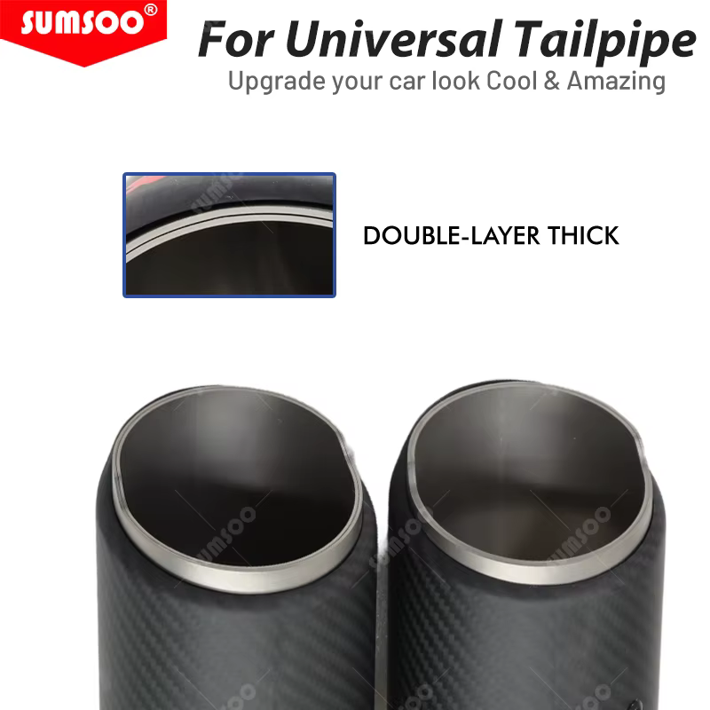 Punta de escape doble Sumsoo de carbono mate negra universal BMW - imagen 5