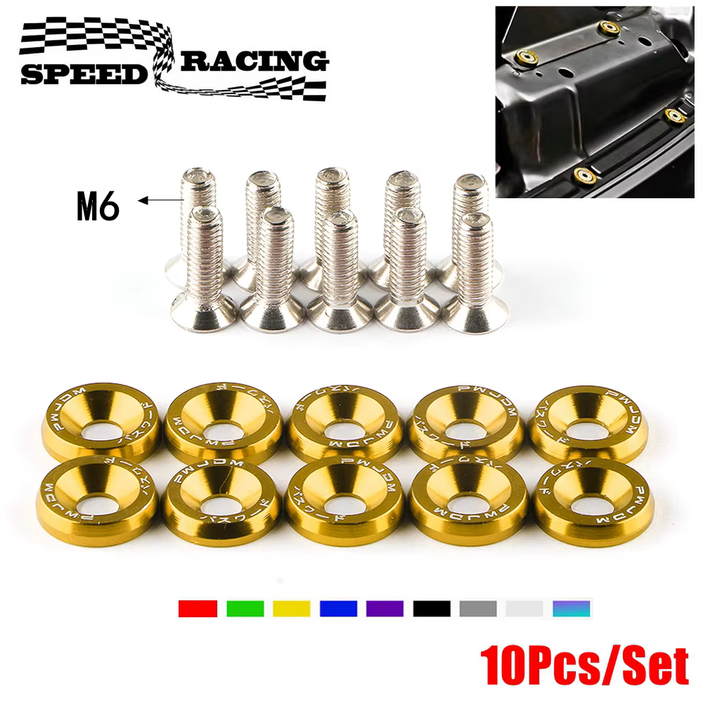 Tornillos M6 de aluminio con arandela para carrocería Honda JDM