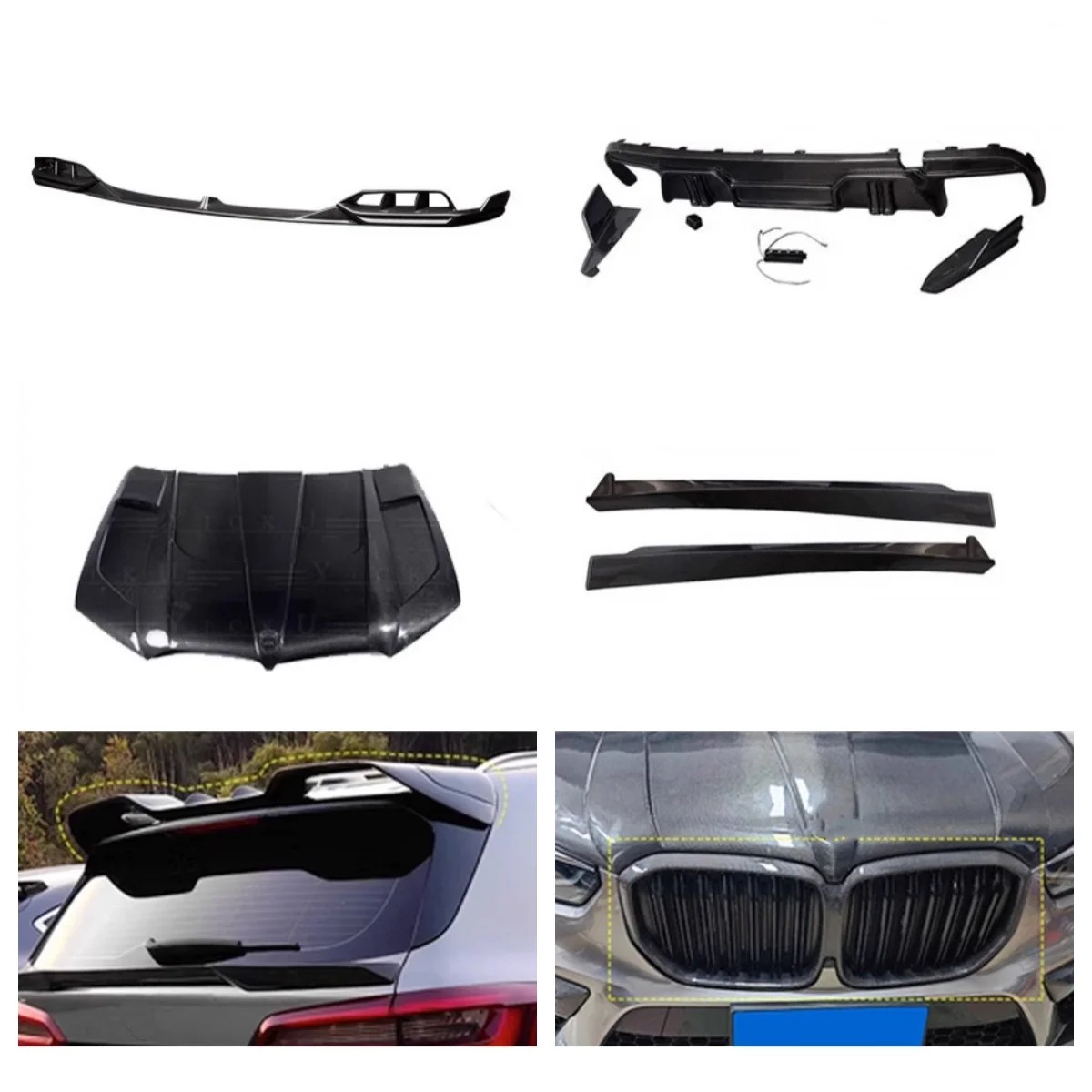 Kit carrocería fibra carbono BMW X5M F95 19-22 labio delantero alerón