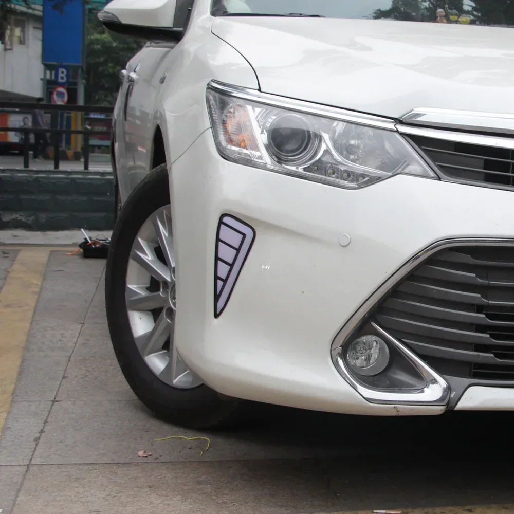 Conjunto de luces de coche para Toyota Camry 7th 2015-2017, actualización de parachoques delantero, luz LED de circulación diurna dinámica, accesorios de herramientas