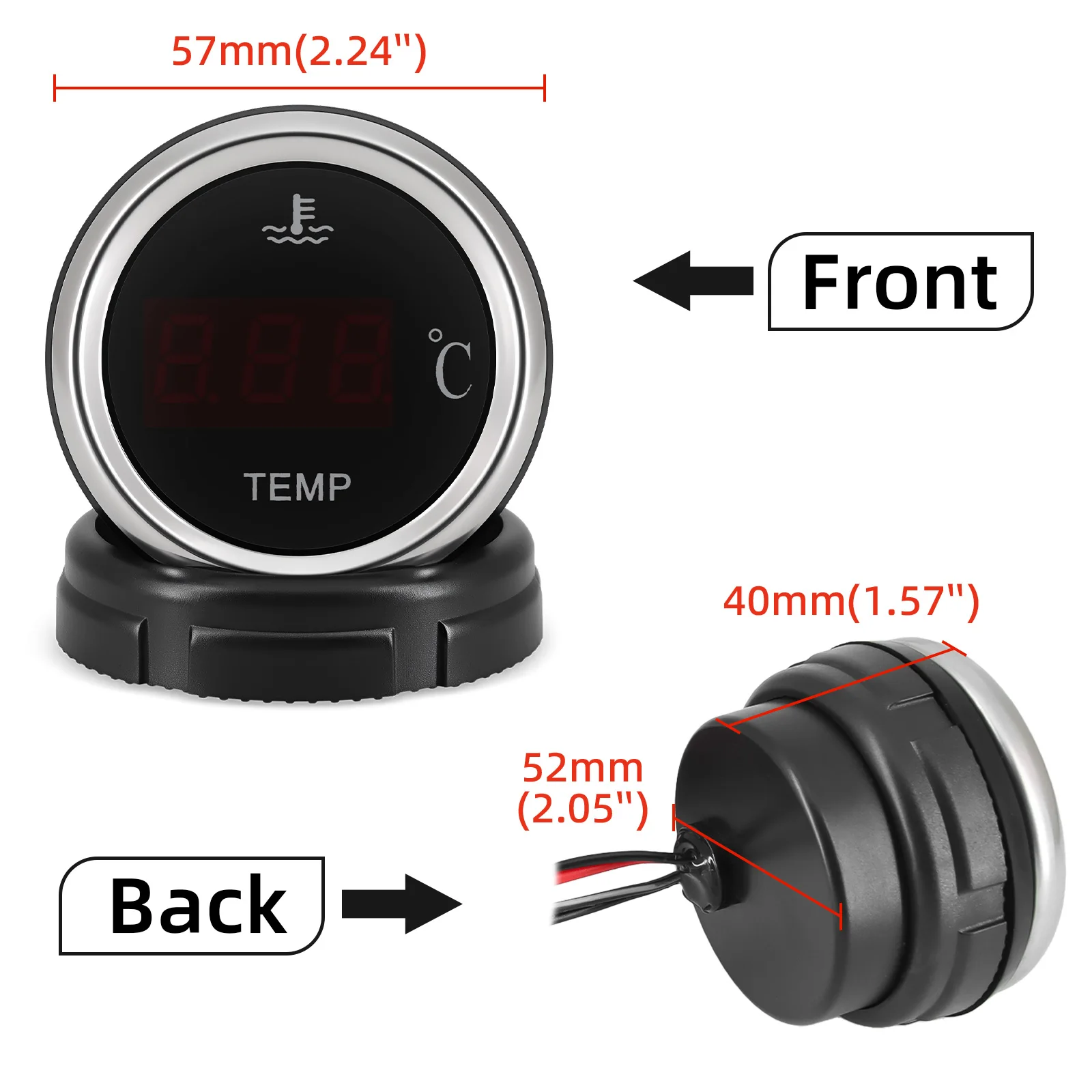 Medidor de nivel de combustible de voltaje de temperatura del agua de coche de 52mm medidor de presión de aceite con función de alarma para instrumento Digital de camión de coche - imagen 5