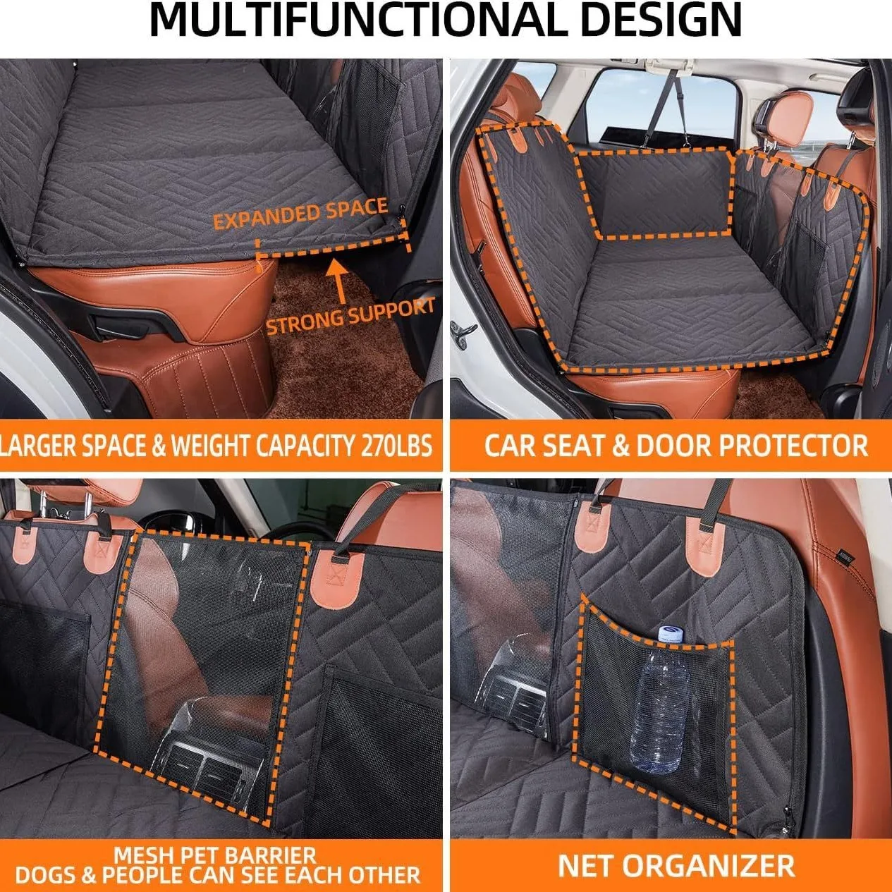 Protector de asiento trasero para perros y mascotas – 2024 diseño - imagen 3