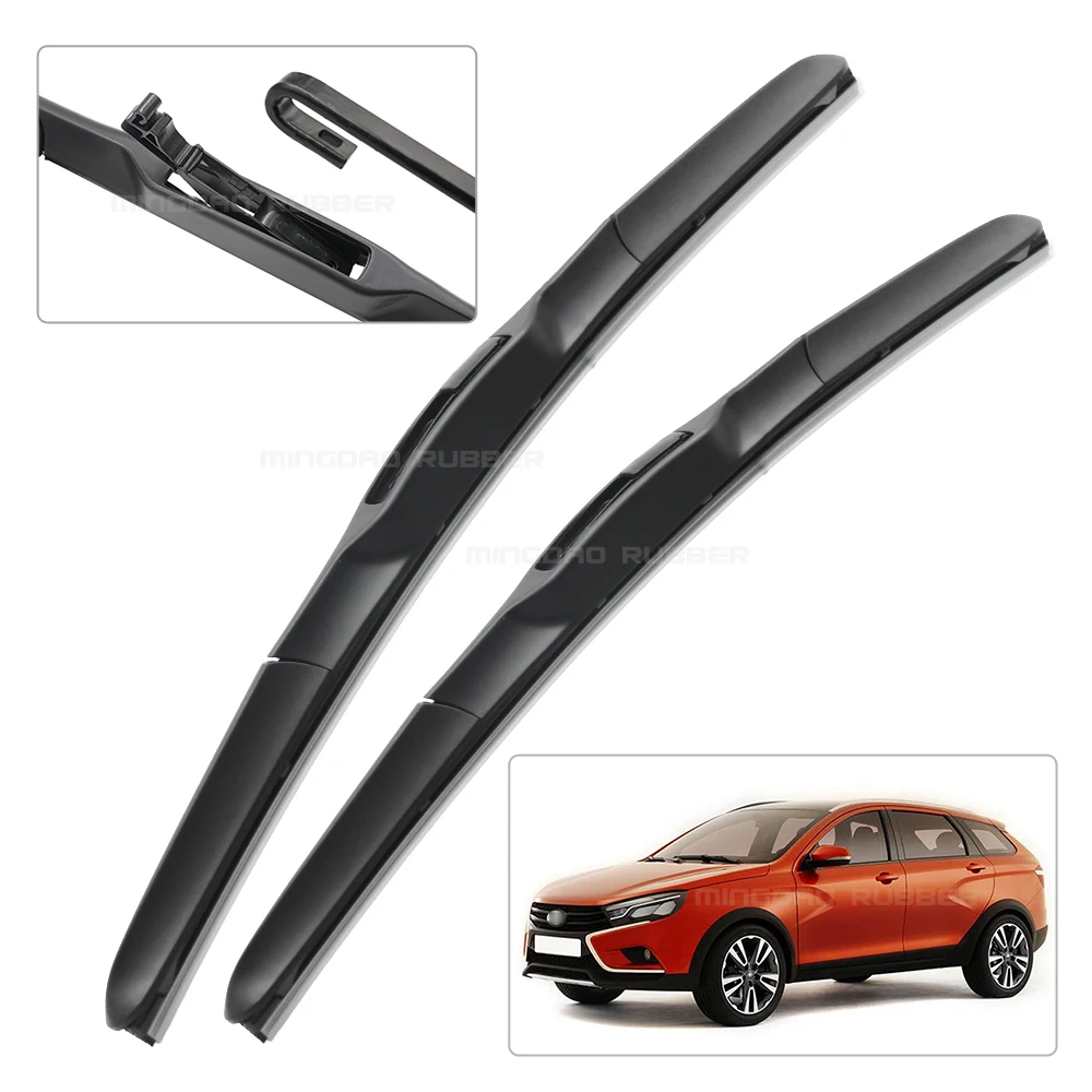 CREATROAD limpiaparabrisas de goma para Lada Vesta 2015-2018 2016 2017 limpiaparabrisas cepillo de ventana 24 "+ 18" - imagen 2