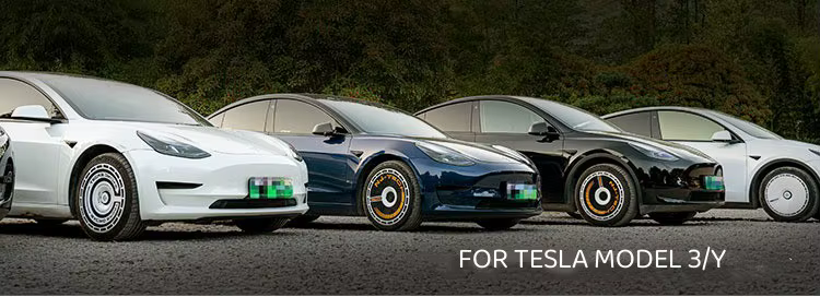 Tapacubos instalados en un Tesla Model 3