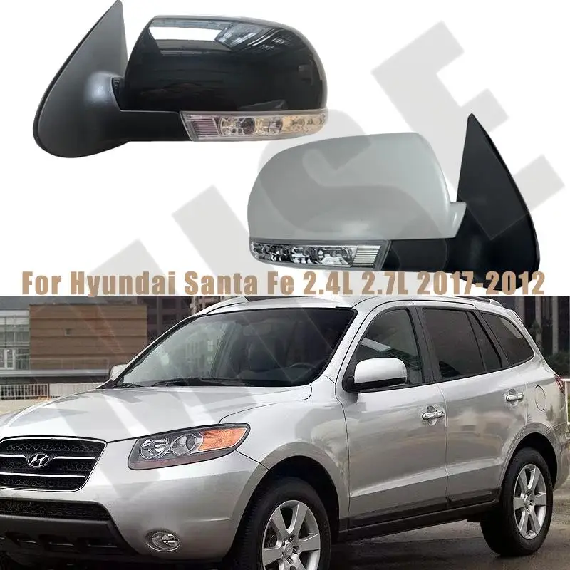Retrovisor exterior plegable con luz para Hyundai Santa Fe 2007-2011
