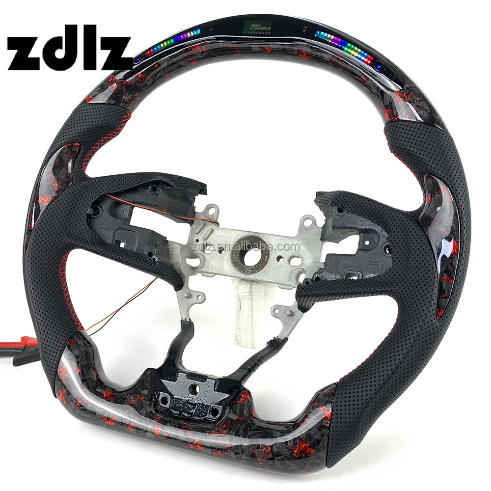 Volante de fibra de carbono LED con cuero perforado – Honda Civic X - imagen 3