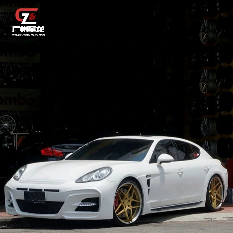 Para el viejo Porsche Panamera mejora estilo WALD Kit de carrocería de coche parachoques delantero parachoques trasero faldas laterales alerón y embellecedor de rueda parachoques de coche - imagen 3