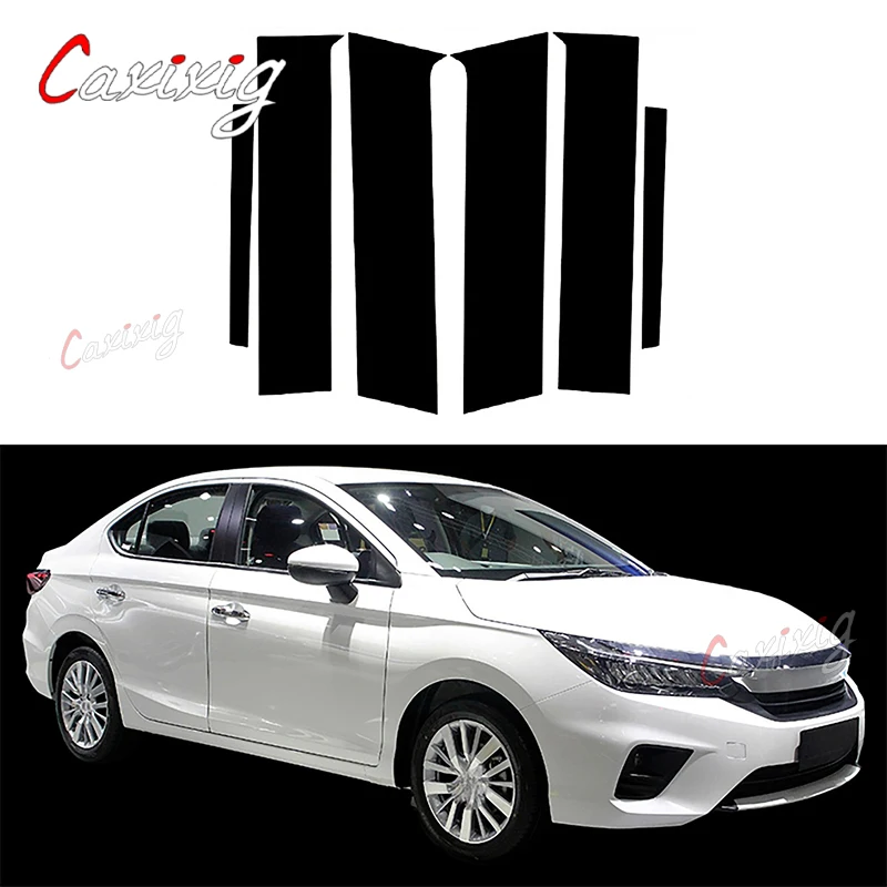 Cubiertas postes pilares efecto espejo negro Honda City 2020-2023