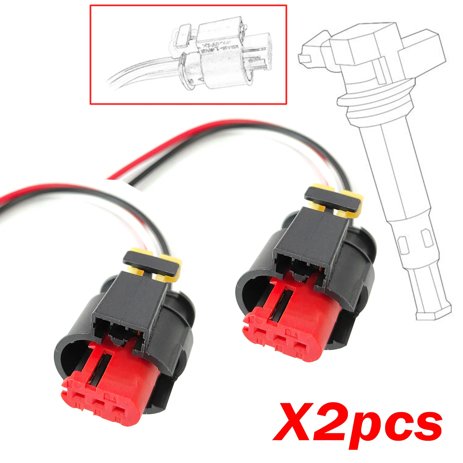 2 uds bobina de encendido arnés de cableado conector de Cable enchufe de 3 pines para Lancia Ypsilon II III 1,2 1,4 0,9 0,1 Delta Musa 71752816