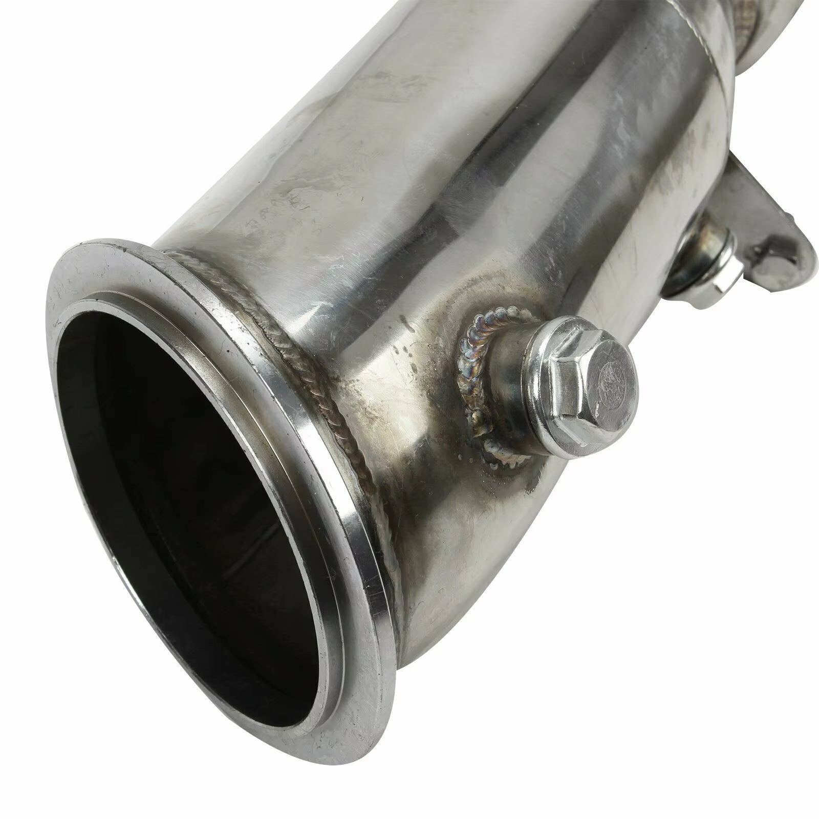 Detalle del tubo de escape de acero inoxidable T-304