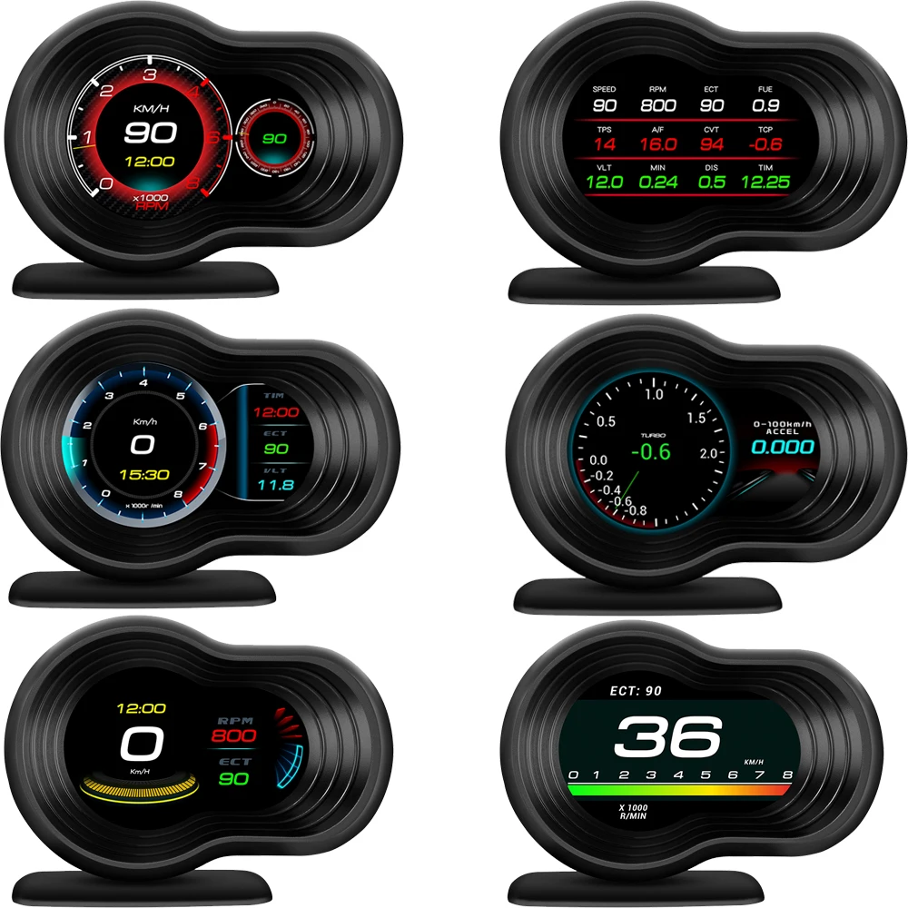 Pantalla multifunción OBD con velocímetro, tacómetro y voltímetro