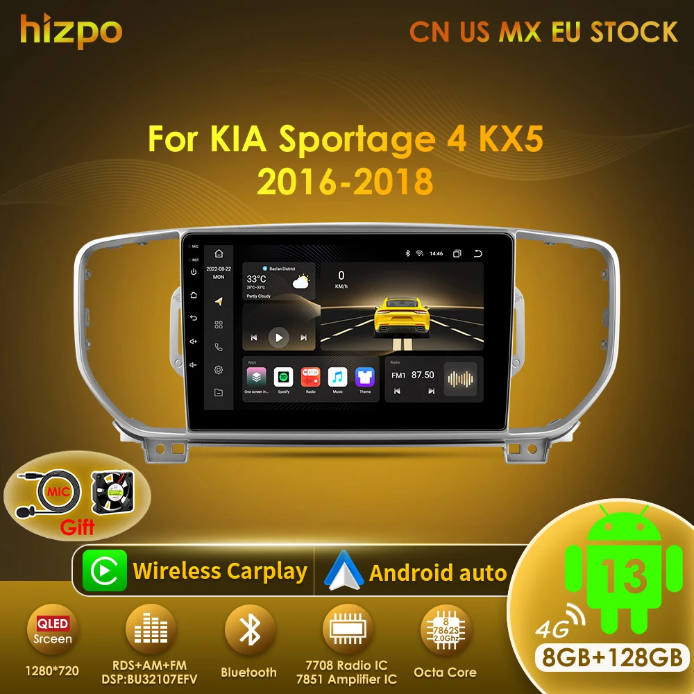 Radio Android Hizpo 2 DIN con CarPlay para Kia Sportage IV 2016-2018