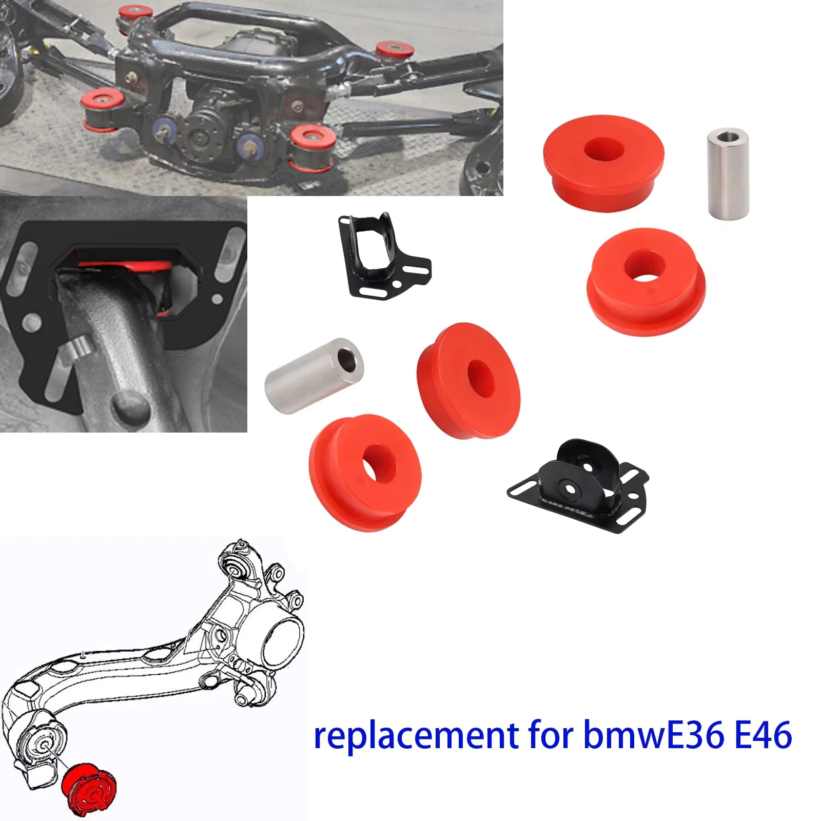 Soporte brazo de arrastre trasero con bujes 80A – BMW E46 325i