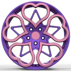 Llantas forjadas personalizadas en rosa y morado, diseño corazón