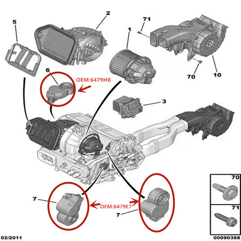 6479H8 6479E7 Motor paso a paso A/C Peugeot 308/408/508 RCZ Citroen C5 - imagen 5