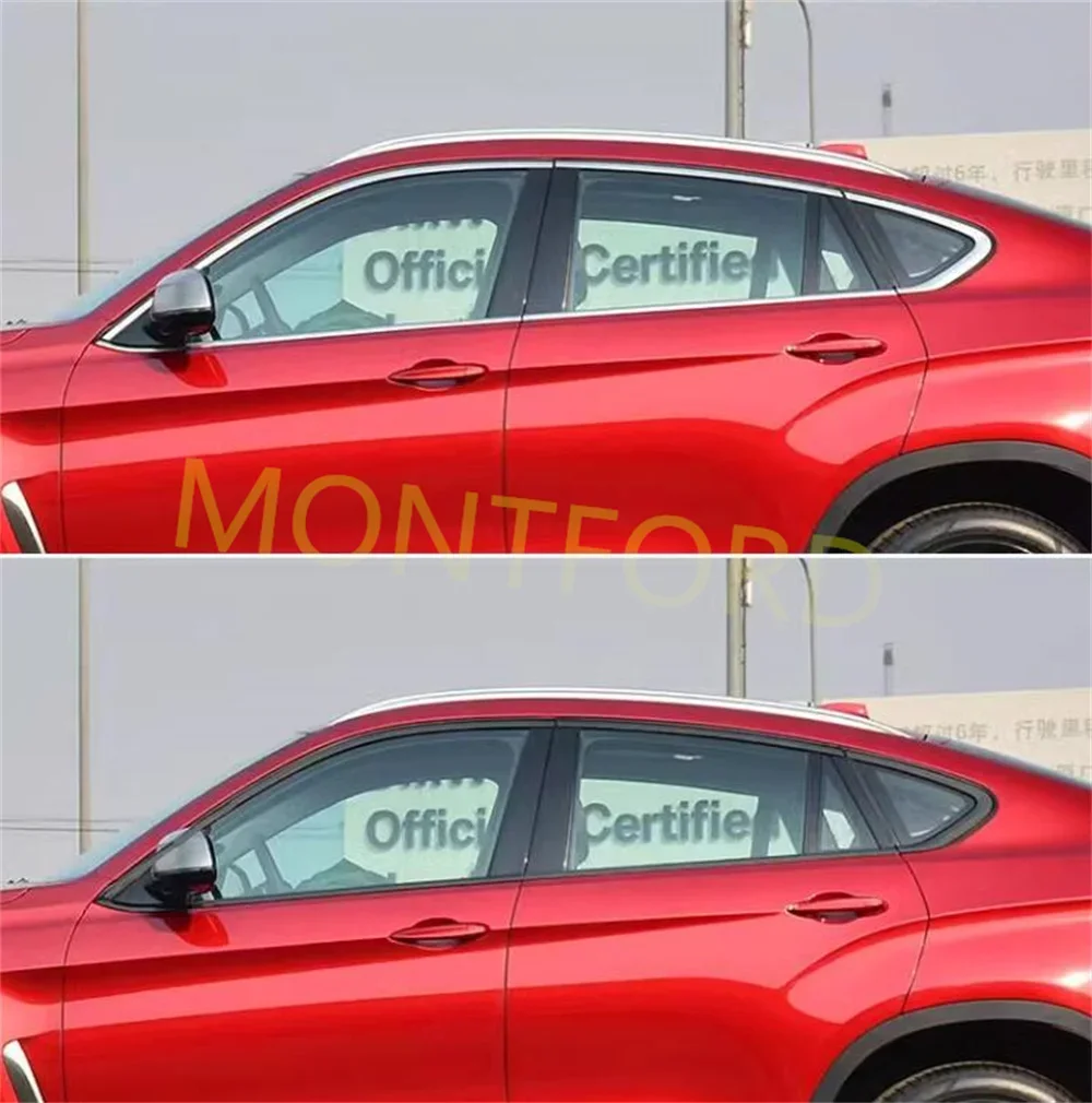 Cubierta embellecedora de moldura de alféizar de ventana de marco completo de puerta de coche de acero inoxidable para BMW X6 E71 F16 G06 2008-2022 (negro plateado) - imagen 5