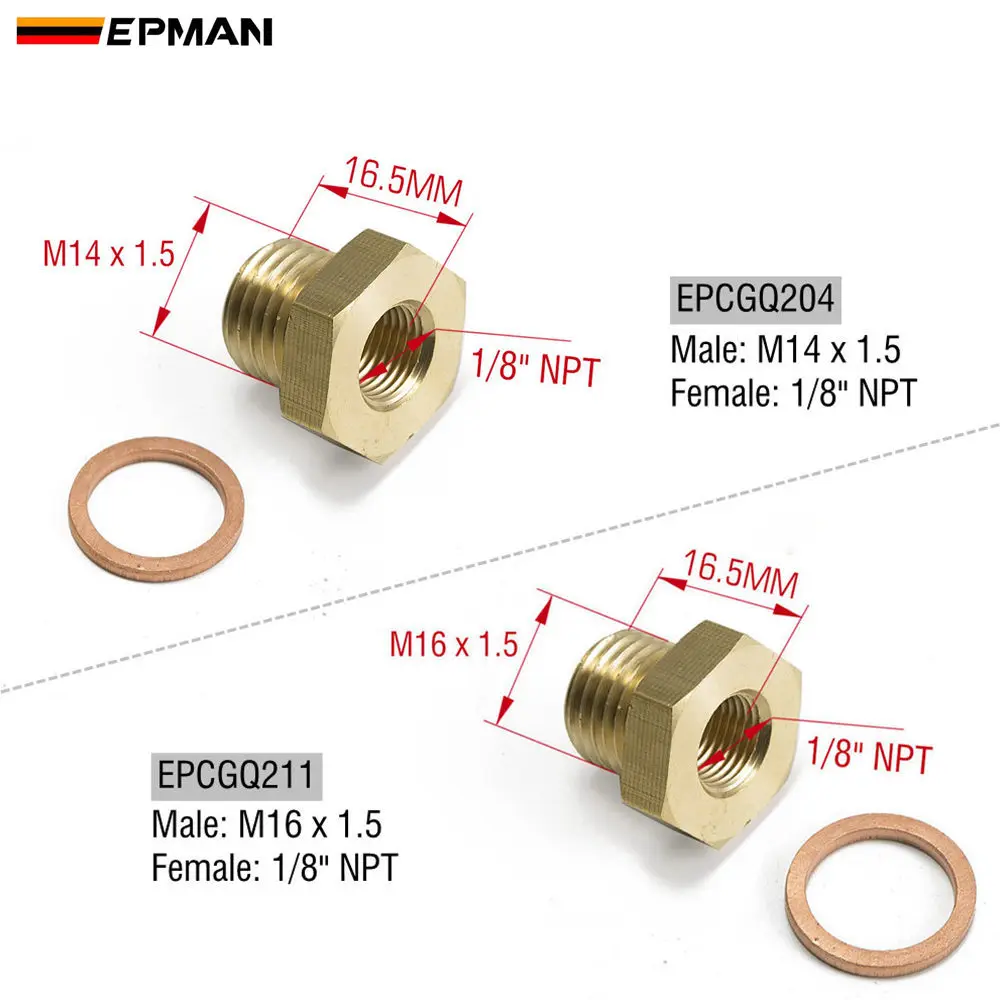 Adaptador EPMAN 1/8 NPT a M14/M16 para sensor de presión/temperatura - imagen 2
