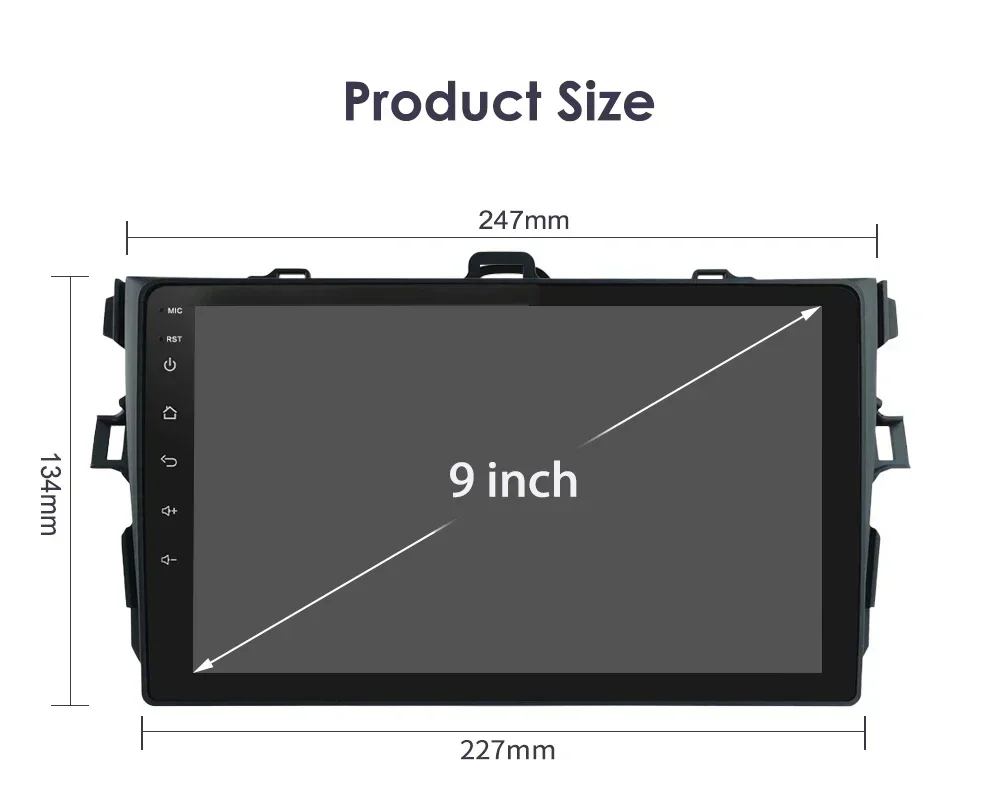 Radio Android 13 Toyota Corolla 2007-2011 2DIN con CarPlay y 8 núcleos - imagen 4