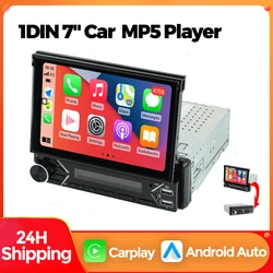 Radio 1 DIN retráctil de 7 pulgadas con Android Auto y CarPlay