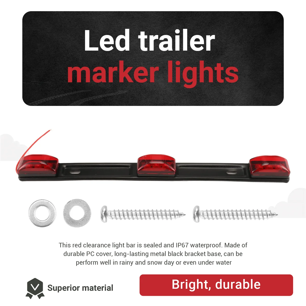 Barra LED trasera roja de posición e identificación con soporte para pickup - imagen 2