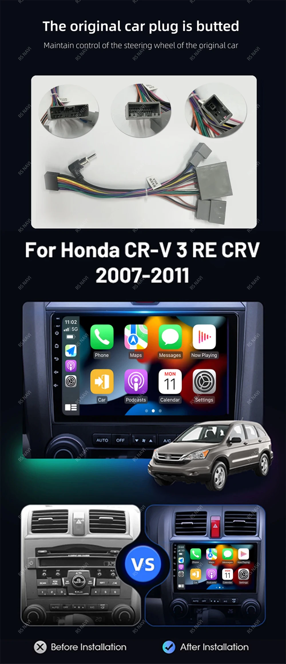Vista frontal del reproductor multimedia 2DIN