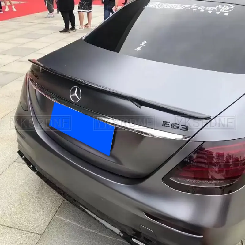 Para Mercedes Benz Clase E W213 E200 E300 E400 E550 2017 a 2020 alerón de fibra de carbono para coche alerón de Color negro estilo BOS - imagen 4