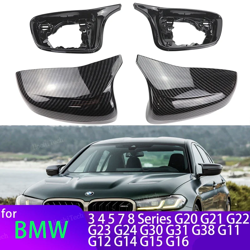 4 Uds. Cubierta de espejo retrovisor lateral Exterior de fibra de carbono embellecedor para BMW 3 4 5 7 8er G20 G21 G28 G11 G12 G14 G15 G16 G30 G31 G38 G22