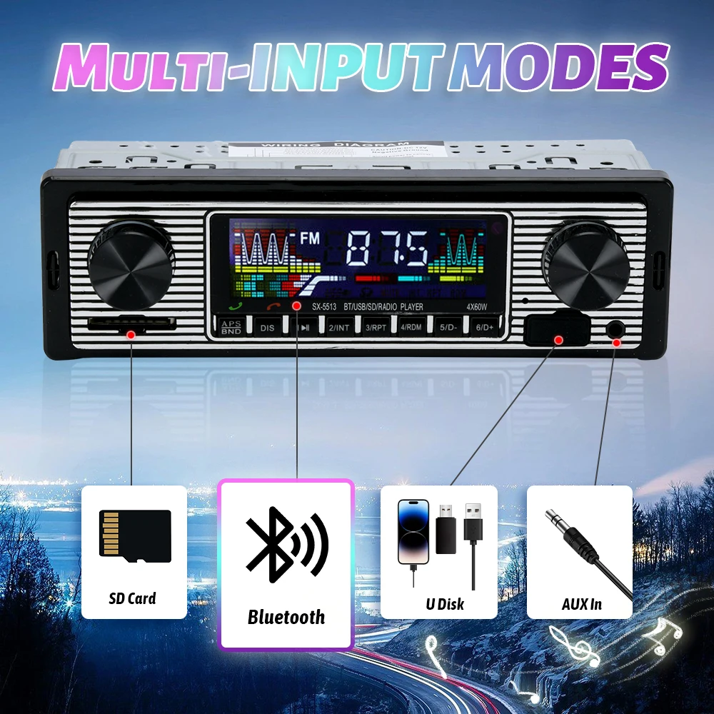 Radio coche vintage MP3 Bluetooth 12V - imagen 3