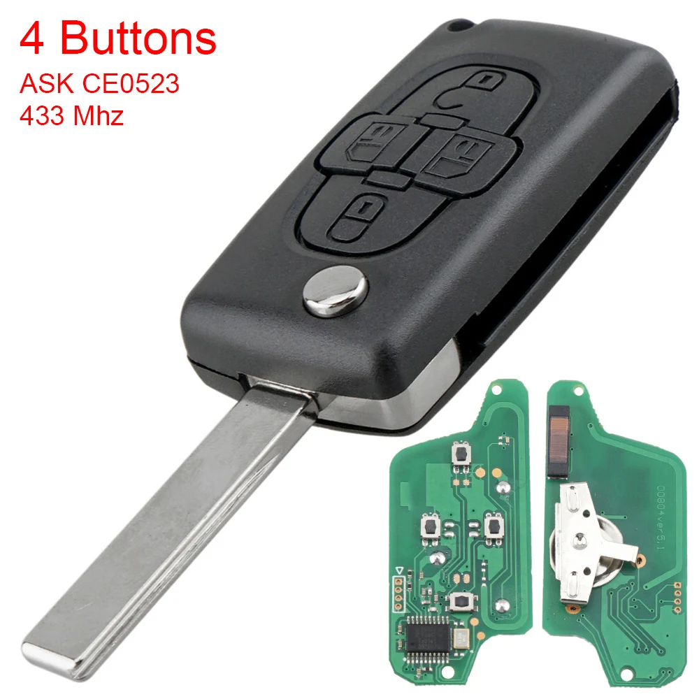 Mando a distancia plegable para Peugeot 1007 y Citroën C8