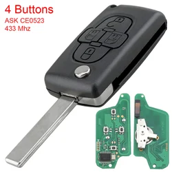 Mando a distancia plegable para Peugeot 1007 y Citroën C8