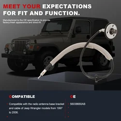Base de antena de radio con cable para Jeep Wrangler TJ 1997-2006