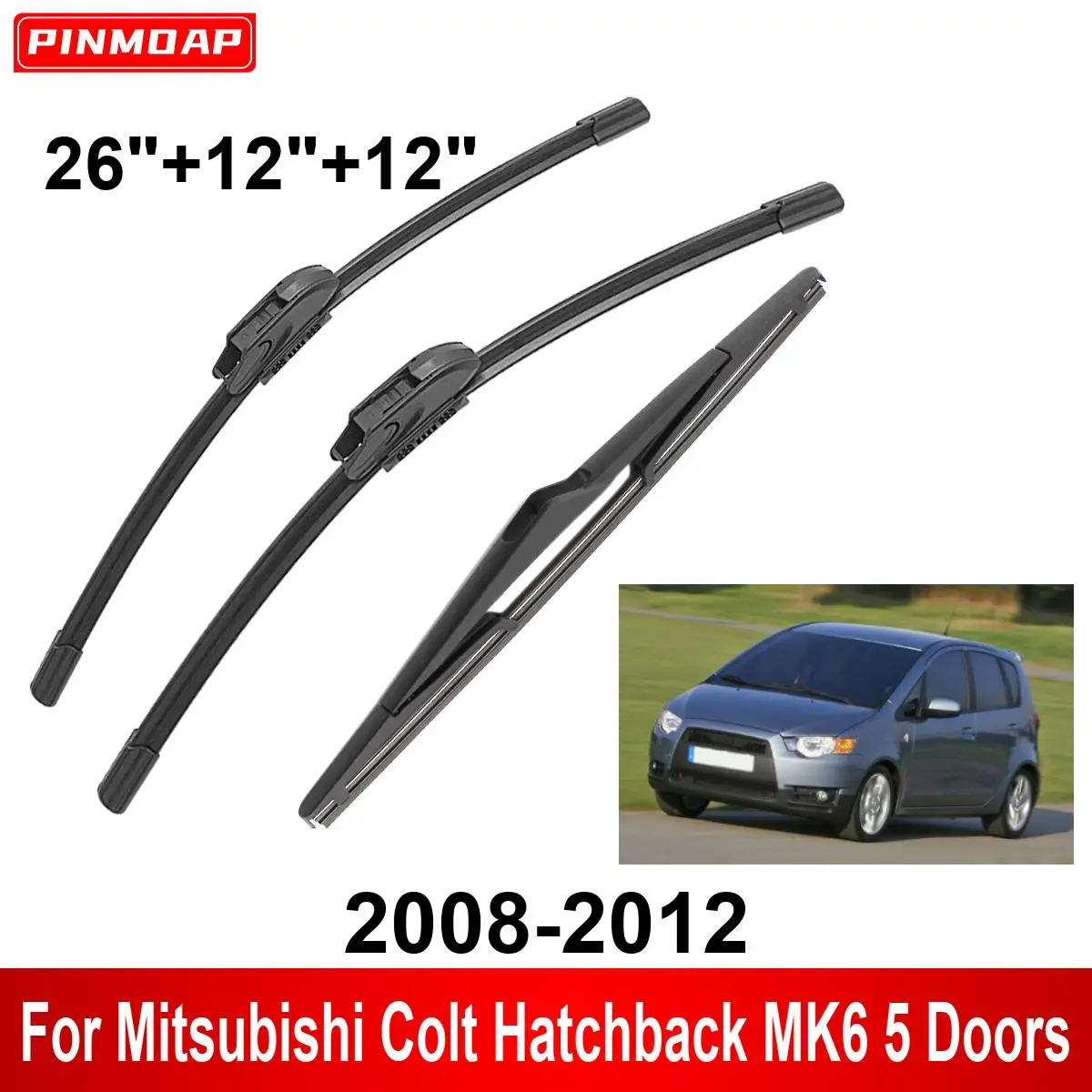 1/2/3/4/6 Uds limpiaparabrisas de coche para Mitsubishi Colt Hatchback MK6 5 puertas 2008-2012 limpiaparabrisas delanteros y traseros cepillos accesorios para automóviles