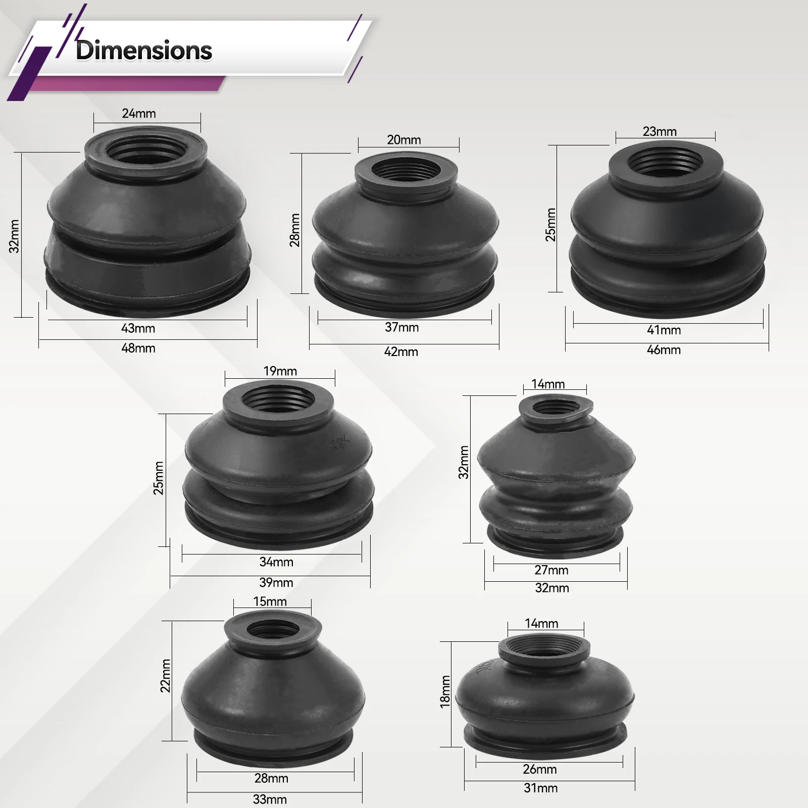 Junta de bola dirección con bota antipolvo – universal coche - imagen 2